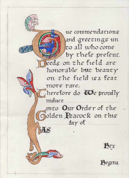 Golden Peacock Scroll Blank